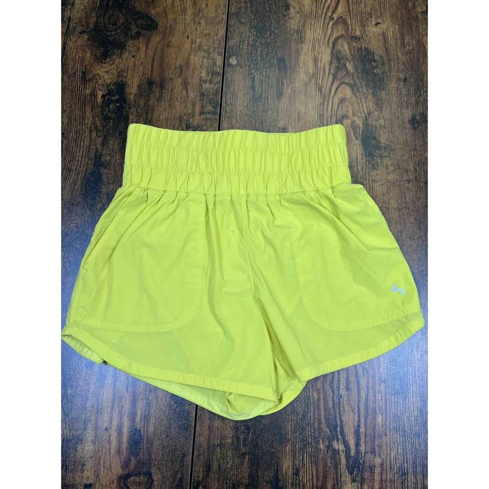 Joy Lab Women's High Rise Athletic Shorts Neon Yellow Sz XXS Elastic Waist
